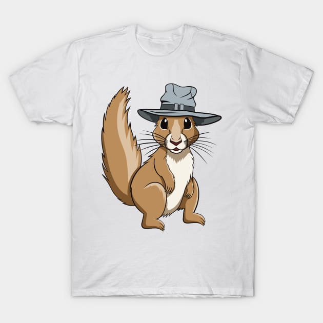 Happy Little Squirrel with Hat T-Shirt by micho2591